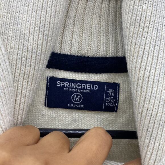 Springfield the Unique and Original cream blue elbow patches grandpa academia M - Picture 2 of 6